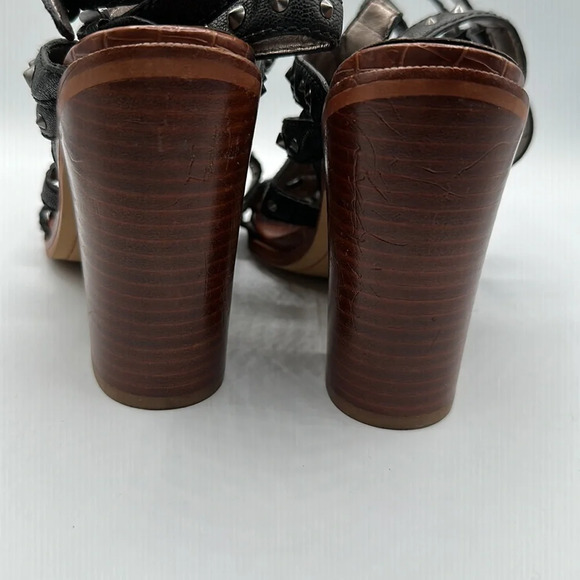 Sam Edelman Keith Stud Grunge Studded Gladiator Ankle Strap High Heels - Picture 3 of 6